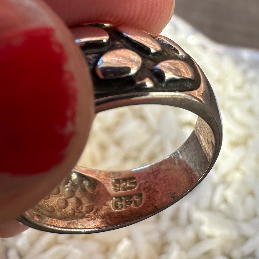 Pebble Patterned Sterling Silver Ring - image 5